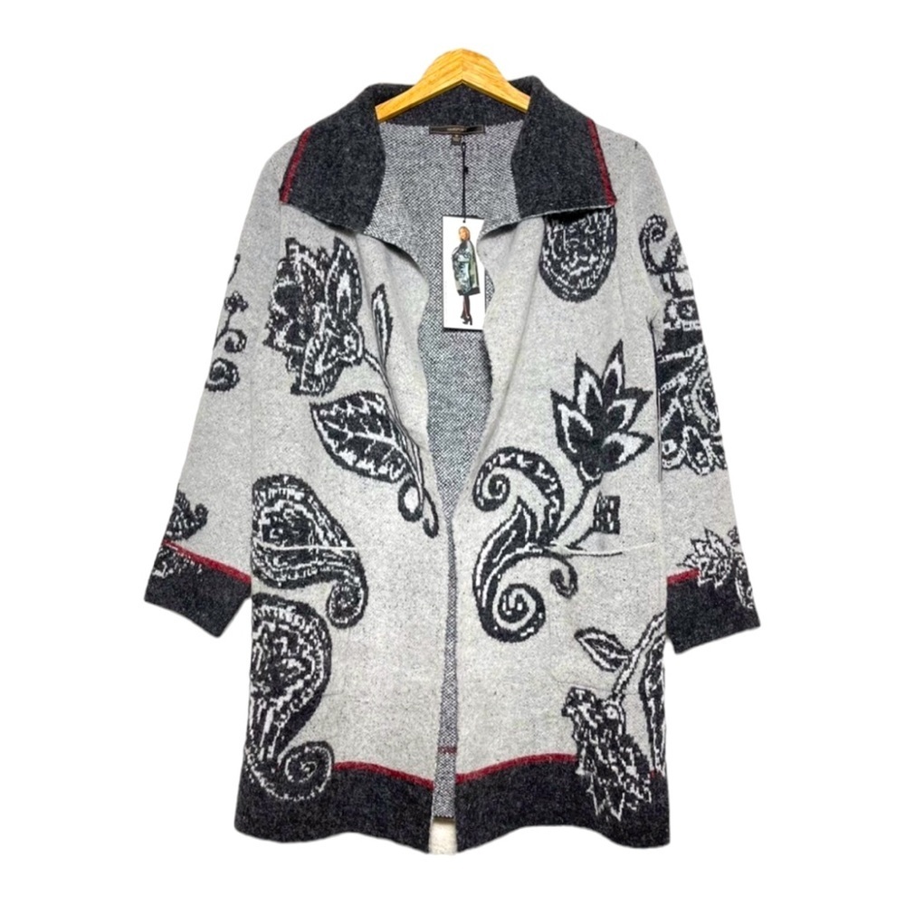 MAX SPORT Gray Multi Oversized Cardigan Sweater M NWT